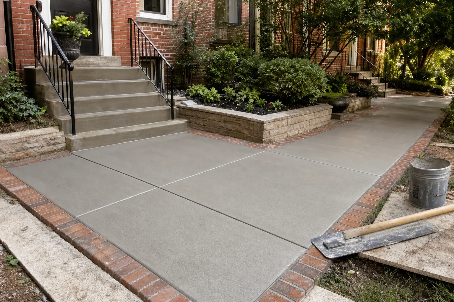 Fresh concrete walkway work for a Washington DC rowhouse